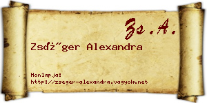 Zséger Alexandra névjegykártya